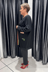 Selma Büyük Beden Örme Kumaş Şeritli Patch Detaylı Tunik