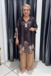 Selma Büyük Beden Pamuk Saten Desenli Tunik