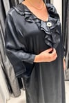 Selma Büyük Beden Pamuk Saten Fırfır Detaylı Elbise