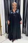 Selma Büyük Beden Pamuk Saten Fırfır Detaylı Elbise