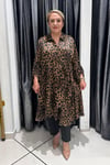 Selma Büyük Beden Pamuk Saten Leopar Tunik