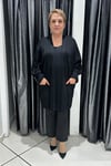 Selma Büyük Beden Parlak Desenli Cepli Triko Hırka