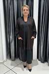 Selma Büyük Beden Parlak Desenli Cepli Triko Hırka