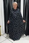Selma Büyük Beden Puantiye Desenli Altlı Üstlü Takım