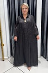 Selma Büyük Beden Rahat Kesim Pamuk Saten Elbise