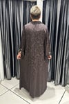 Selma Büyük Beden Saten Boncuk İşlemeli Şık Elbise