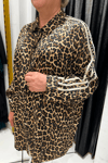 Selma Büyük Beden Saten Leopar Desen Gömlek
