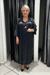 Selma Büyük Beden Saten Puantiyeli Elbise