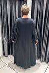 Selma Büyük Beden Saten Yarasa Kol İşlemeli Elbise