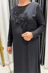 Selma Büyük Beden Şifon Detaylı Uzun Elbise