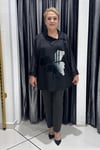 Selma Büyük Beden Şık Desenli Payet Detaylı Bluz