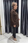 Selma Büyük Beden Şık Leopar Desenli Bluz