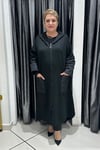 Selma Büyük Beden Şişme Dokulu Cep Detaylı Kapüşonlu Hırka