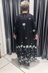 Selma Büyük Beden Siyah Çiçek Desenli Düğmeli Elbise