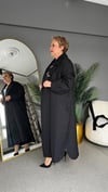 Selma Büyük Beden Siyah İşlemeli Pardesü