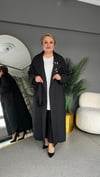 Selma Büyük Beden Siyah İşlemeli Pardesü