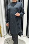 Selma Büyük Beden Taş İşlemeli Nervürlü Premium Oysho Kumaş Tunik