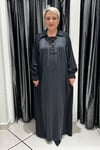 Selma Büyük Beden Taşlı Bağcık Detaylı Elbise