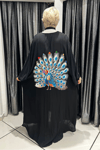Selma Büyük Beden Tavus Kuşu Desenli Kimono