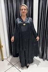 Selma Büyük Beden V Yaka Broş Detaylı Puantiyeli Takım