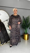 Selma Büyük Beden Yaka Dantel Leopar Elbise
