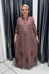 Selma Büyük Beden Yaka Detaylı İşlemeli Elbise