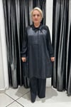 Selma Büyük Beden Yakalı Aplike İşlemeli Tunik