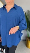 Selma Büyük Beden Yapıştırma Taşlı Bluz