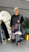 Selma Büyük Beden Yaprak Desen Baskılı Elbise