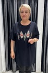 Selma Büyük Beden Yaprak Desenli T-Shirt