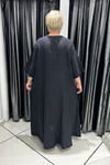 Selma Büyük Beden Yuvarlak Yaka Çiçek Süslemeli Elbise