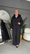 Selma Büyük Beden Zarif İşlemeli Siyah Pardesü