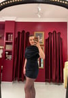 Taşlı lacivert mini elbise