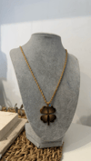Çelik Gold Renk Yonca Kolye 60+6cm