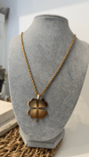 Çelik Gold Renk Yonca Kolye 60+6cm