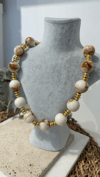 İthal Bej Gold Boncuk Kolye 40+10cm