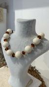 İthal Bej Gold Boncuk Kolye 40+10cm