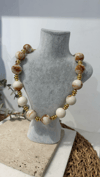 İthal Bej Gold Boncuk Kolye 40+10cm
