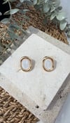 İthal Beyaz Taşlı Gold Küpe