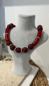 İthal Bordo Boncuk Kolye 40+10cm