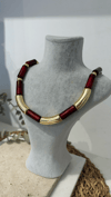 İthal Bordo Gold Boncuk Kolye 40+10cm