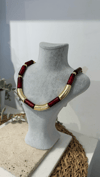 İthal Bordo Gold Boncuk Kolye 40+10cm