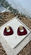 İthal Gold Renk Bordo Küpe
