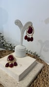İthal Gold Renk Bordo Küpe
