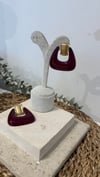 İthal Gold Renk Bordo Küpe