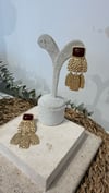 İthal Gold Renk Bordo Küpe