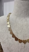 İthal Gold Renk Kalpli Pul Kolye 40+5 cm
