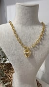 İthal Gold Renk Kalpli Zincir Kolye 45cm
