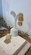 İthal Gold Renk Krem Küpe