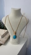 İthal Gold Renk Mavi Taşlı Kolye